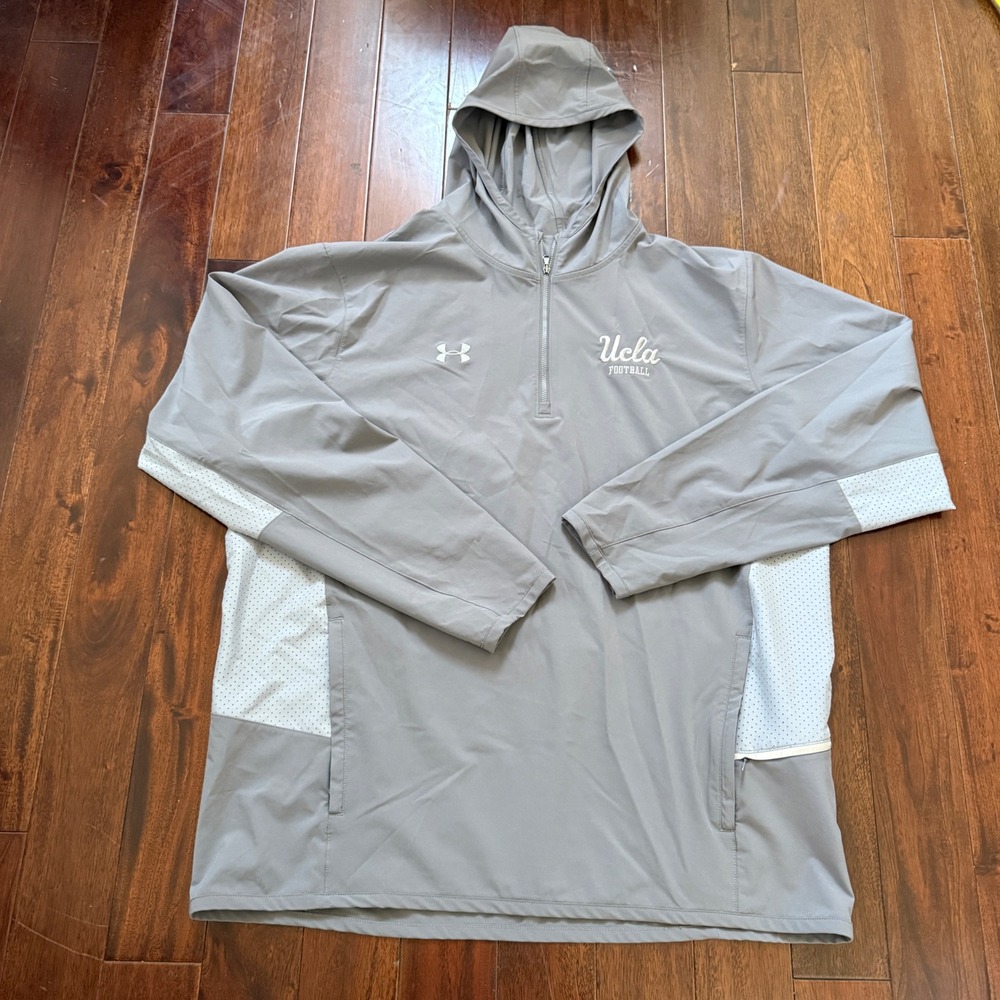 Under Armour UCLA Football HeatGear Hooded Pullover Jacket Team Issued XXL Gray